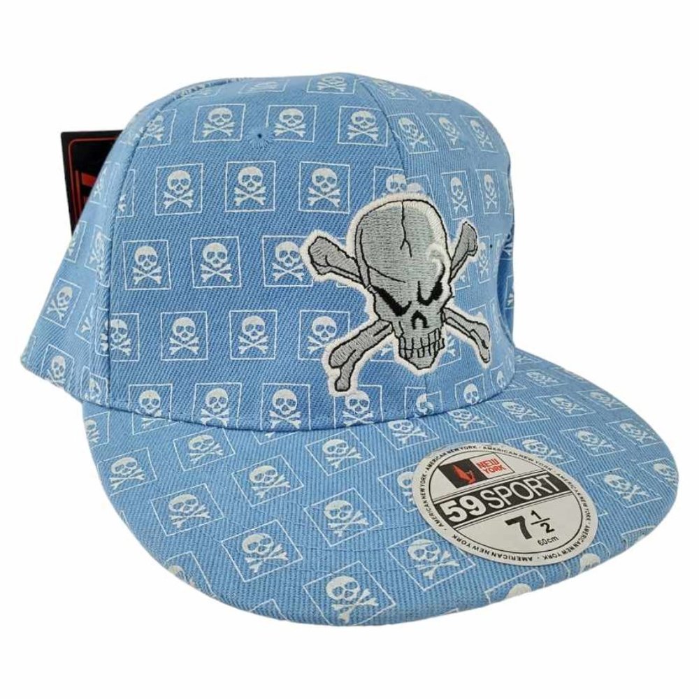 Haina Skull Hat 7 1/2 New With Tags - Blue